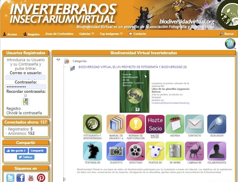 Web sobre invertebrados de la plataforma biodiversidadvirtual.org