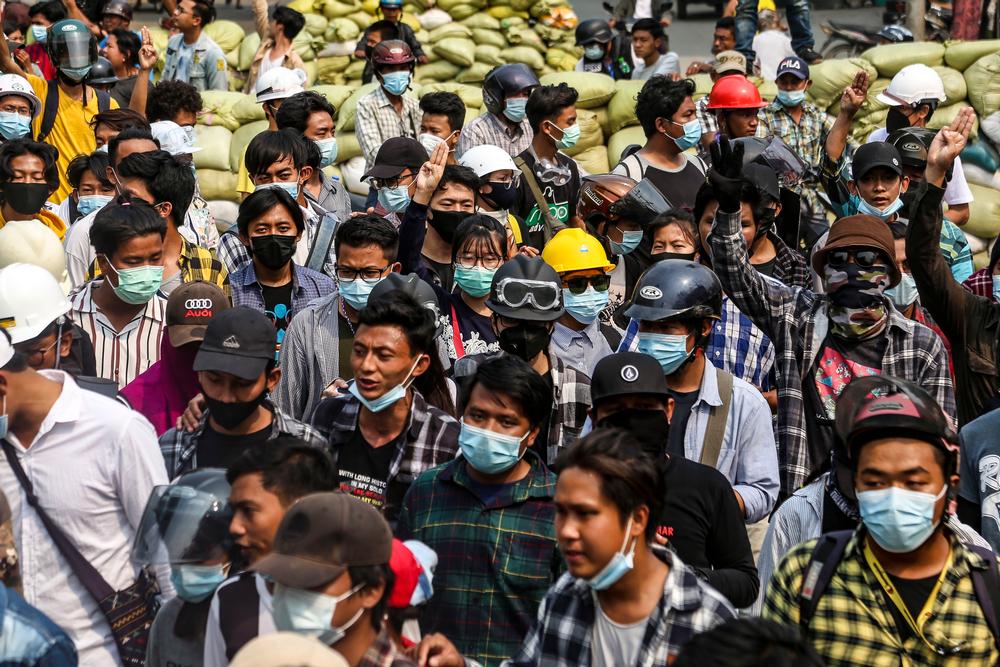 Protest against military coup in Mandalay  / STRINGER