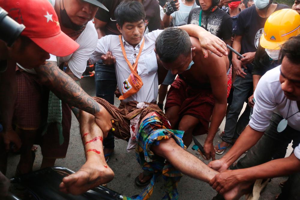 Two people were killed after police fired at protesters in Mandalay  / KAUNG ZAW HEIN