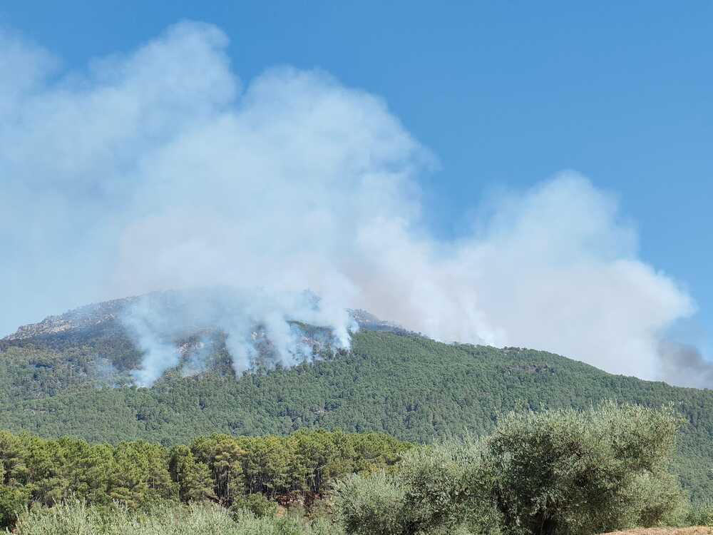 Vista panorámica del incendio de Santa Cruz del Valle desde Lanzahíta.