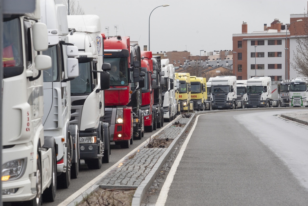 Decenas de camioneros abulenses se manifiestan en la capital
