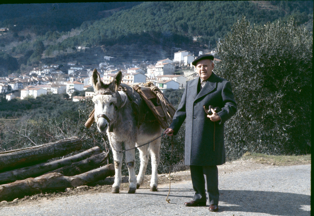 Marcial Lafuente Estefanía dando un paseo por los alrededores de Guisando (Ávila), en febrero de 1978