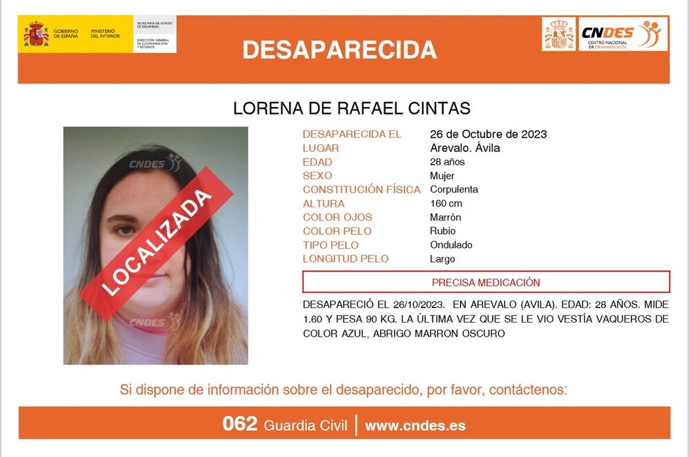 A jovem que fugiu de um hospital psiquiátrico em Arévalo foi localizada